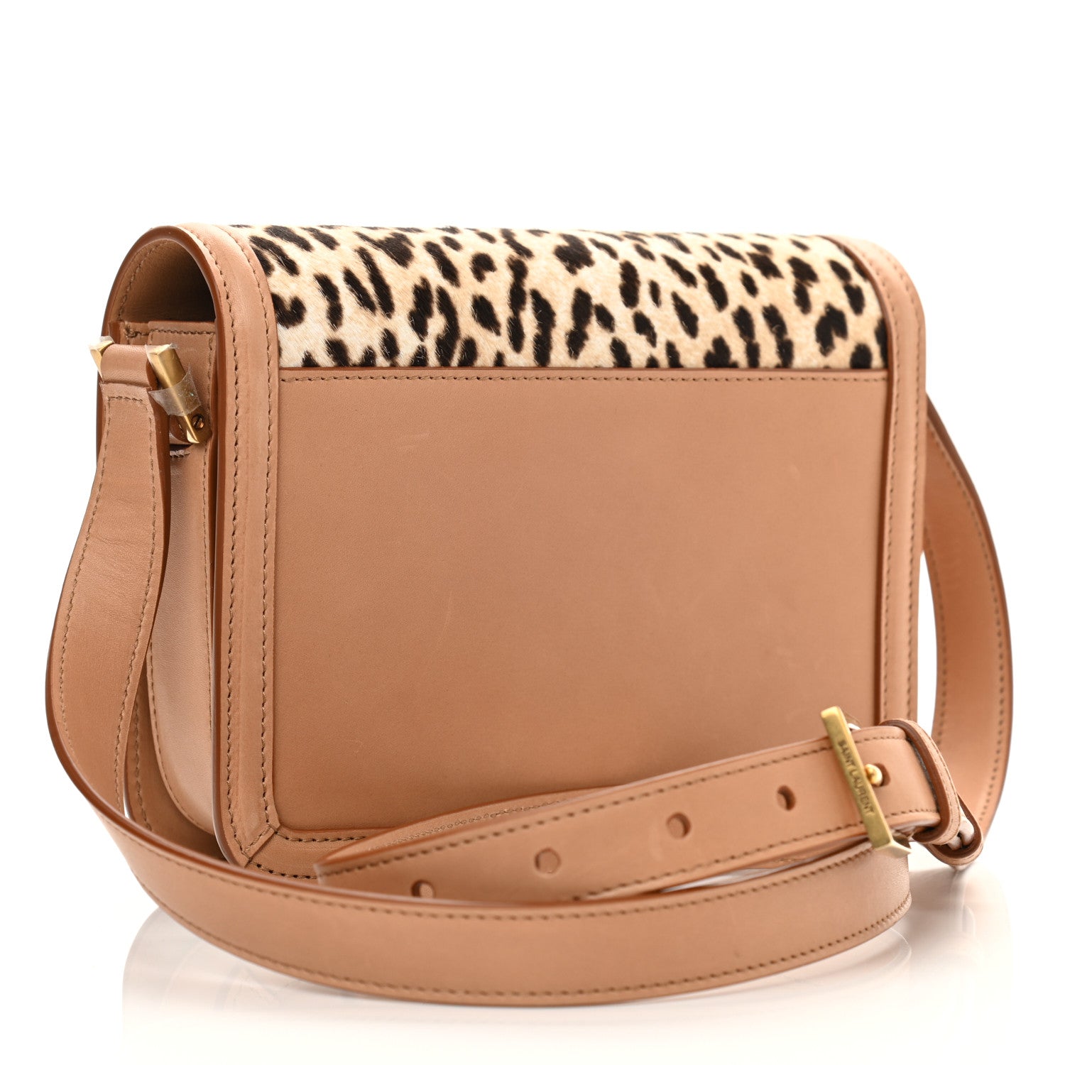 Saint Laurent Calfskin Hair Leopard Print Small Solferino Satchel Dust White 3 of 11