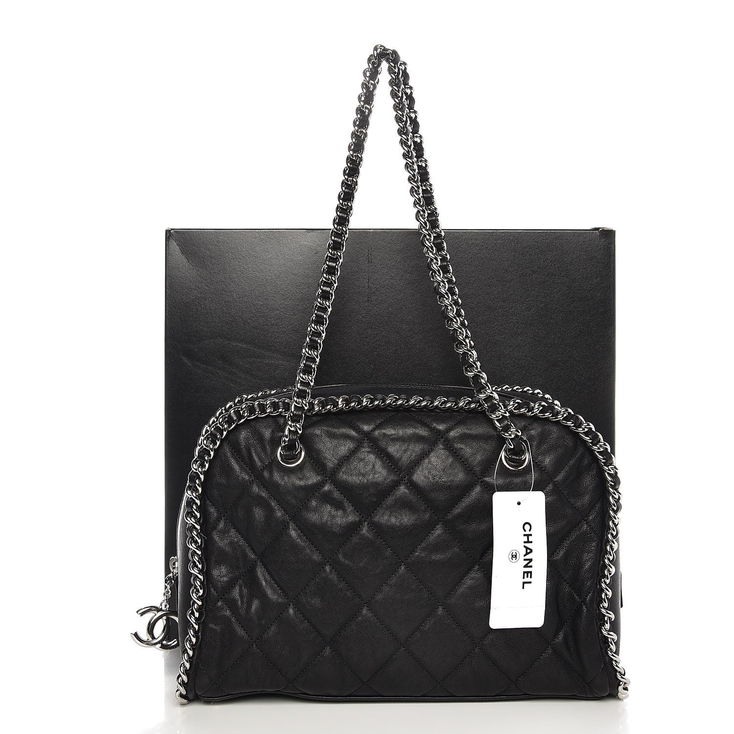 Chanel Calfskin Chain Around Bowler Black 8 of 8
