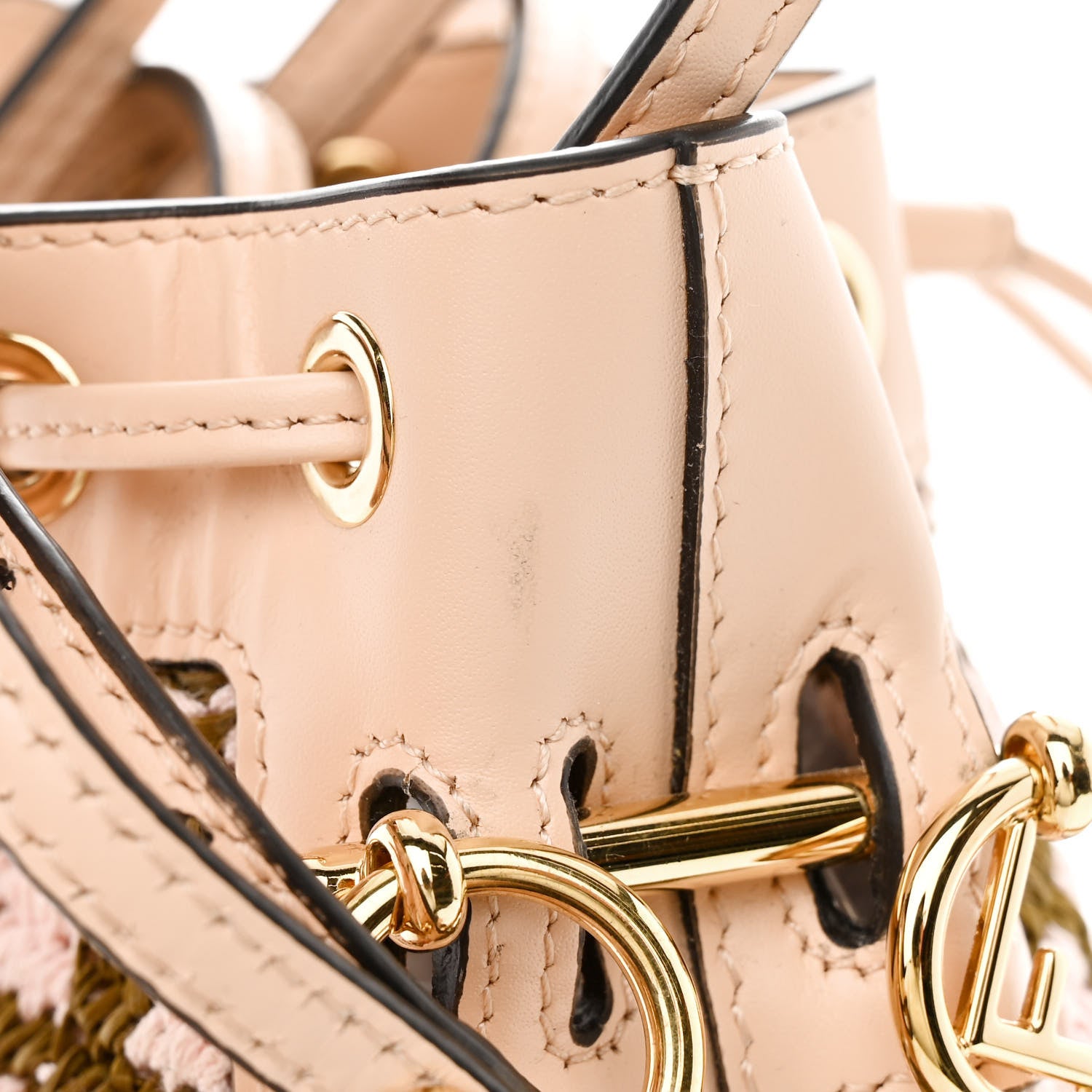 Fendi Raffia Vitello King F is Fendi FF Crochet Mini Mon Tresor Bucket Bag Natural Light Rose 13 of 13