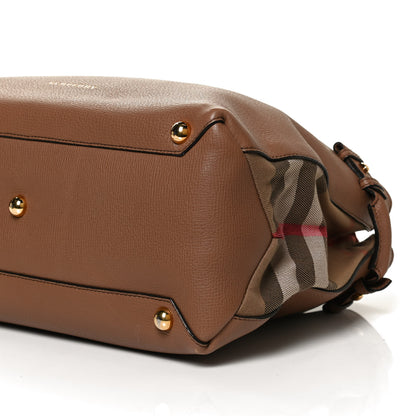 Burberry Grainy Calfskin House Check Medium Banner Tote Tan 14 of 15