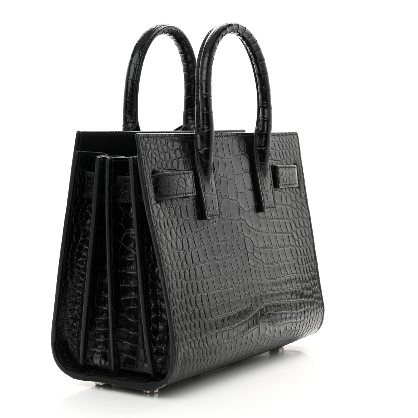 Calfskin Crocodile Embossed Nano Sac De Jour Black