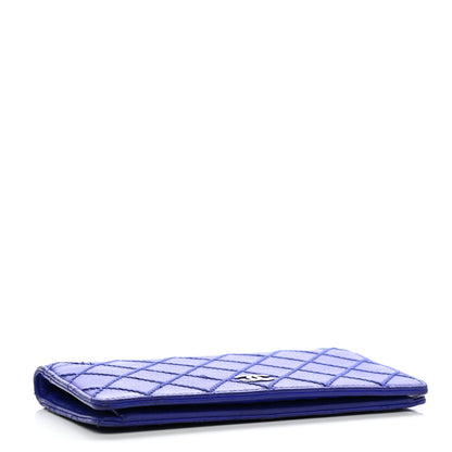 Chanel Calfskin Diamond Stitched Yen Wallet Blue 4 of 9