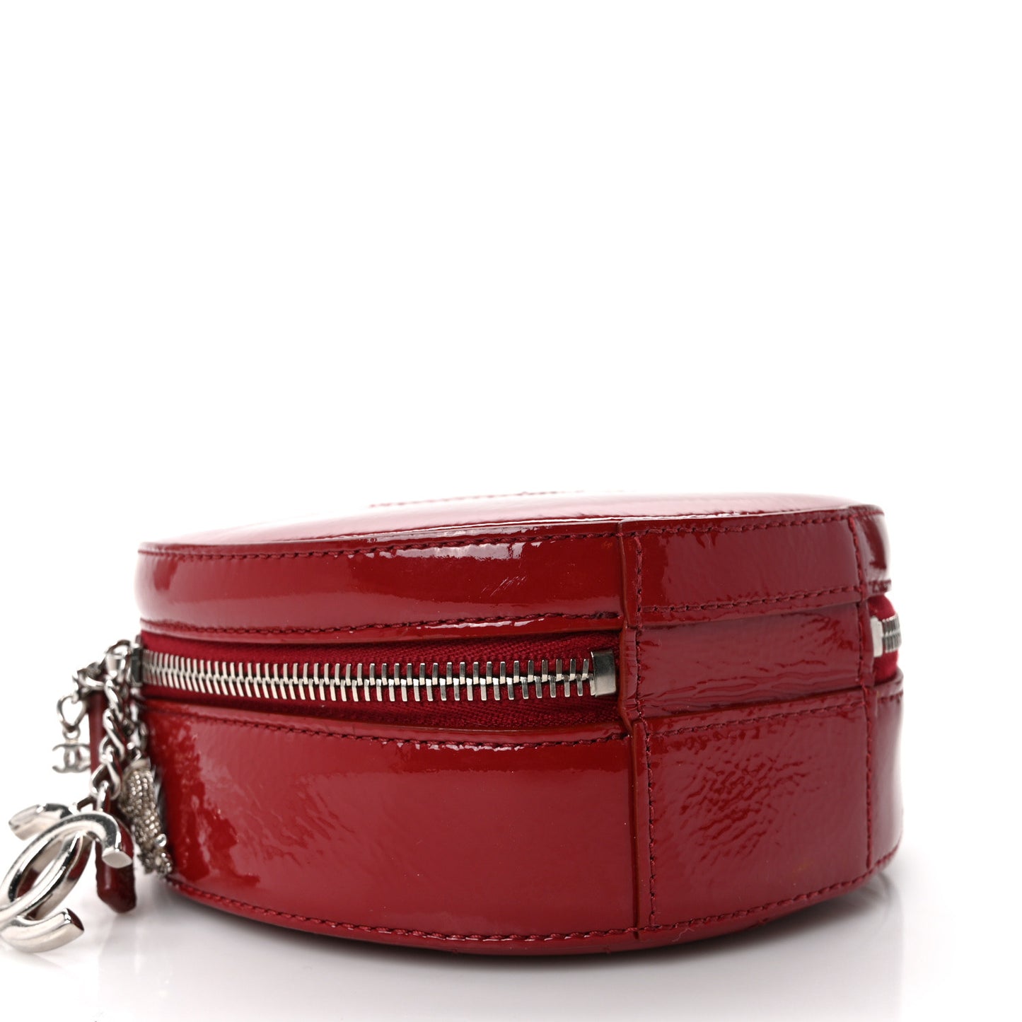 Patent Round As Earth Evening Bag Red