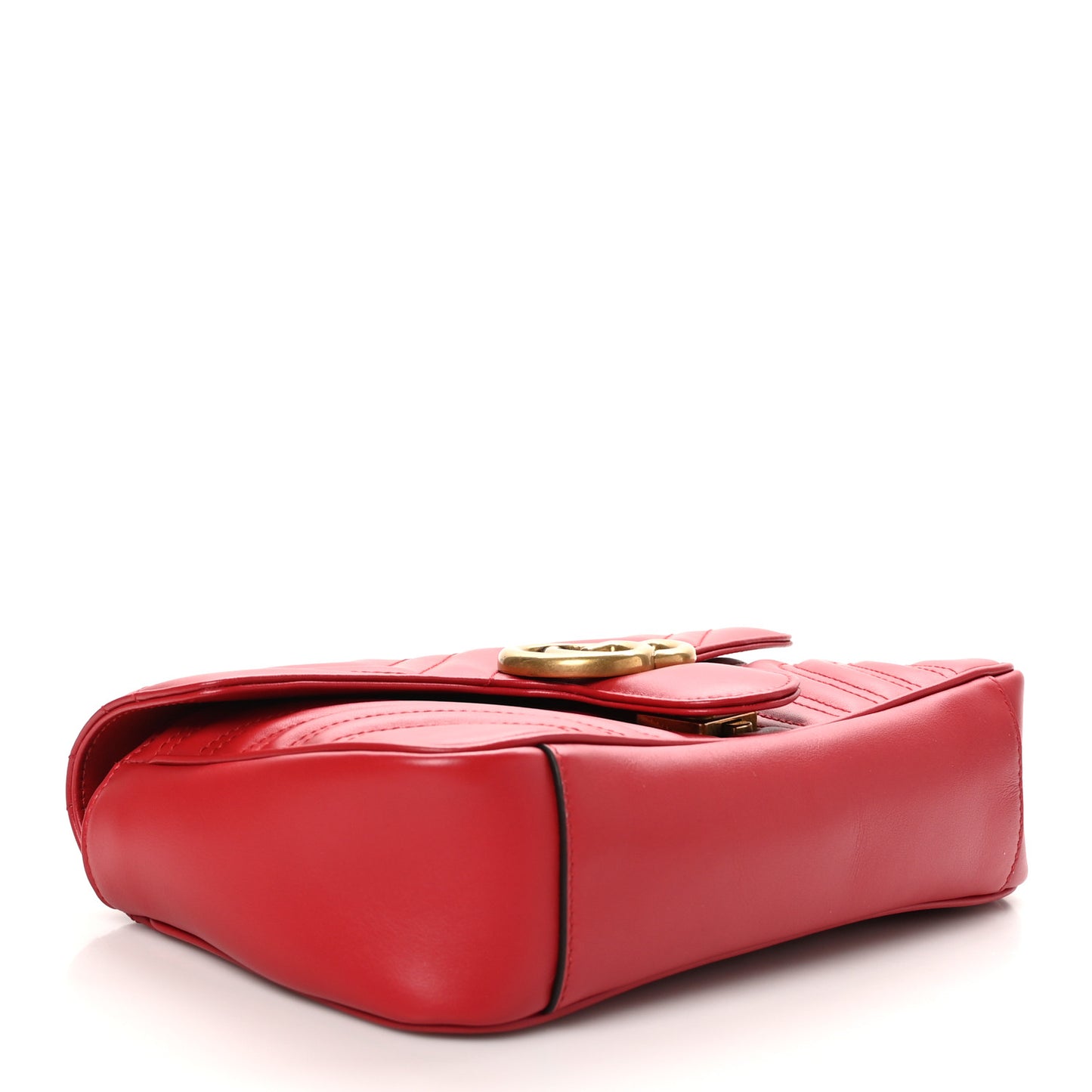 Calfskin Matelasse Small GG Marmont Shoulder Bag Hibiscus Red