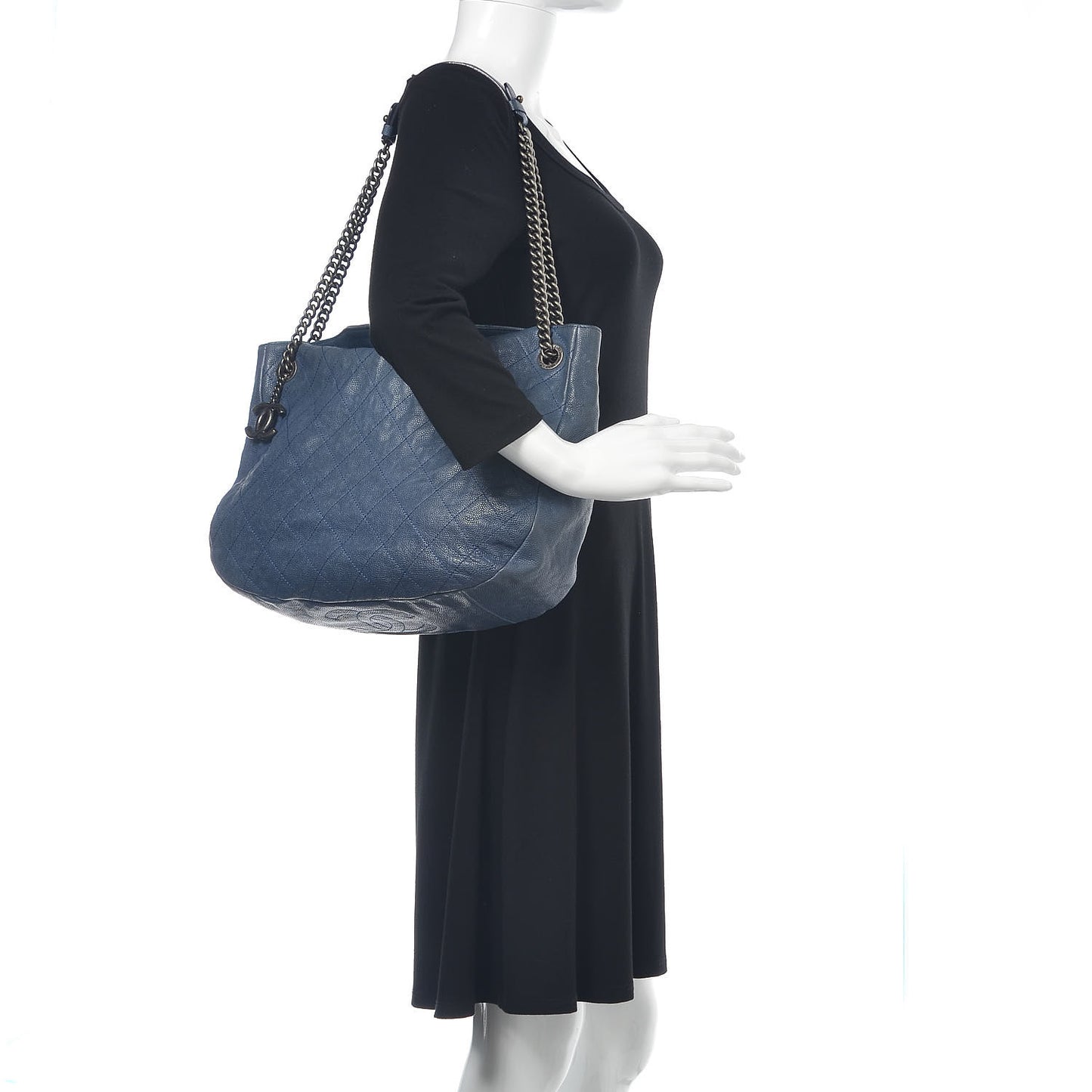 Caviar Quilted Simply CC Hobo Blue