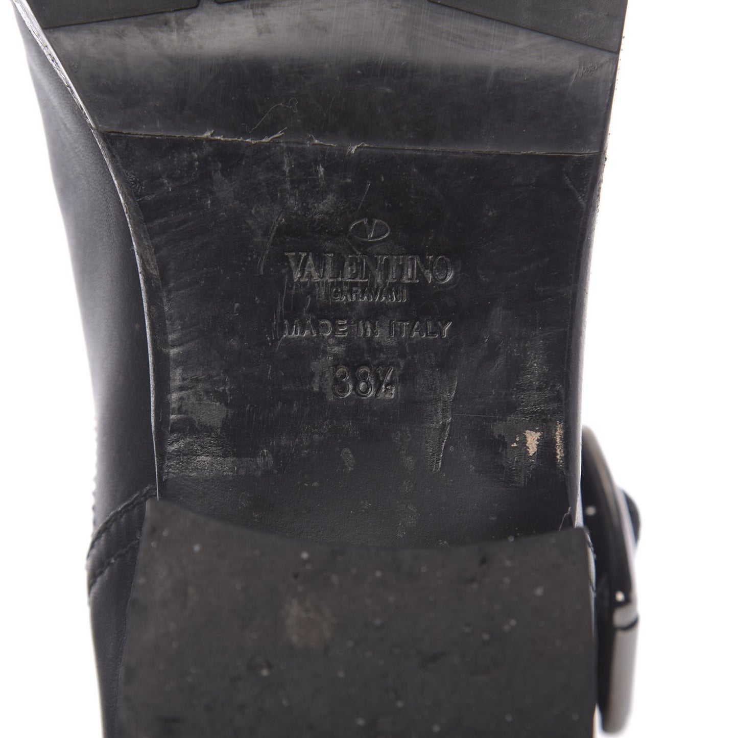 Calfskin Rockstud 30mm Biker Boots 38.5 Black