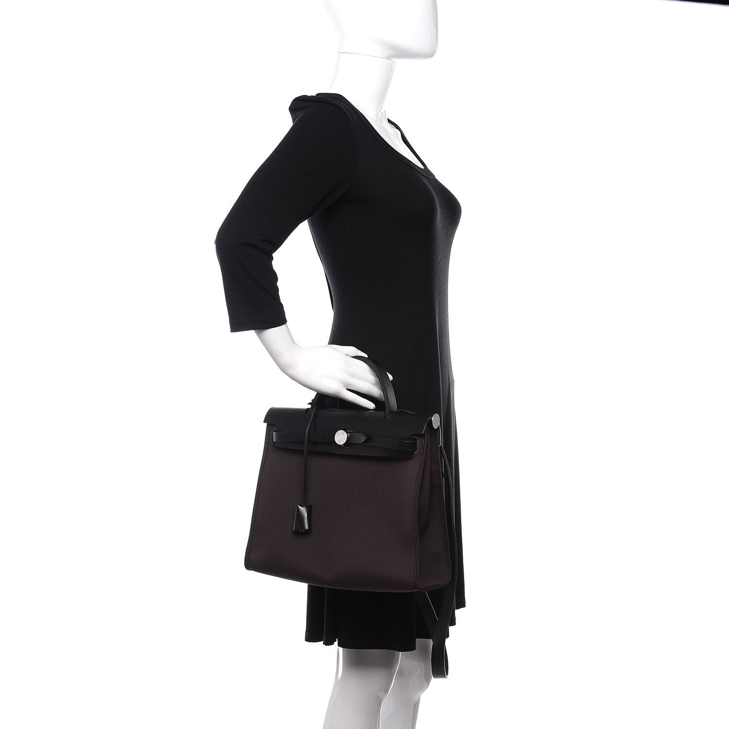 Hermes Military Toile Vache Hunter Herbag Zip PM 31 Prune Black 3 of 13