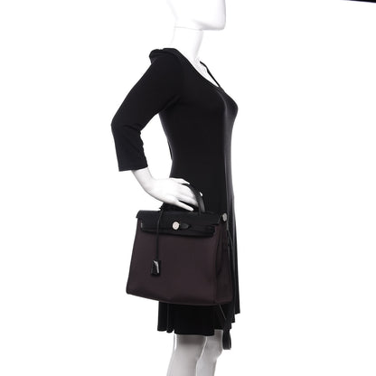 Hermes Military Toile Vache Hunter Herbag Zip PM 31 Prune Black 3 of 13