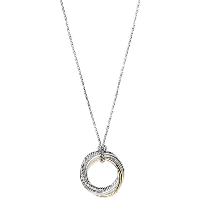 David Yurman Sterling Silver 14K Yellow Gold 37mm Crossover Pendant Necklace 1 of 5