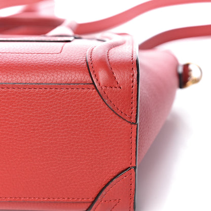 Celine Drummed Calfskin Nano Luggage Red 10 of 11