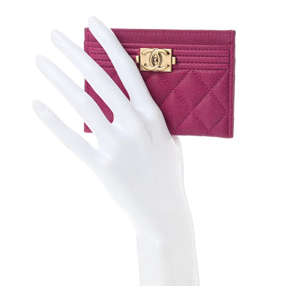 Chanel Caviar Quilted Boy Card Holder Fuchsia 2 of 9