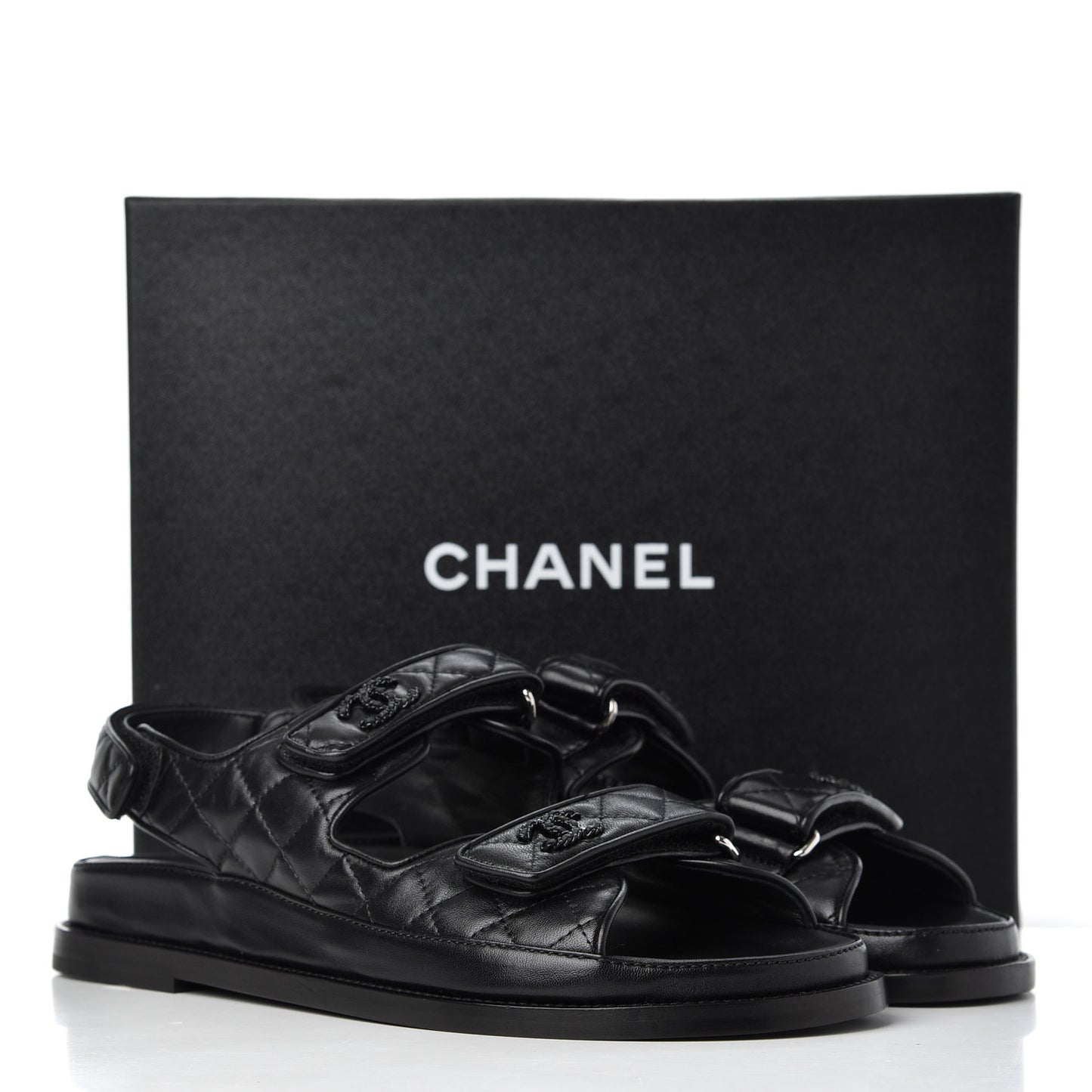 Lambskin Velcro Dad Sandals 41 Black