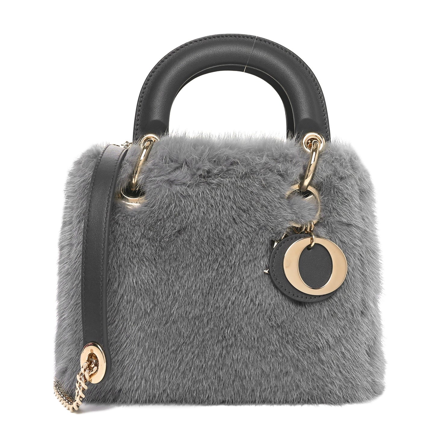 Mink Fur Mini Lady Dior Grey