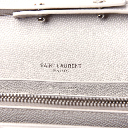 Saint Laurent Grain De Poudre Matelasse Chevron Monogram Chain Wallet Cream 6 of 12