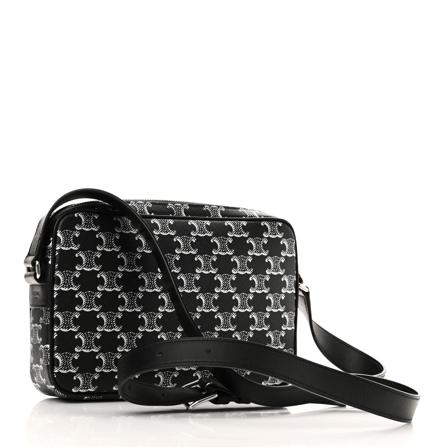 Triomphe Canvas Medium Messenger Bag Black Silver