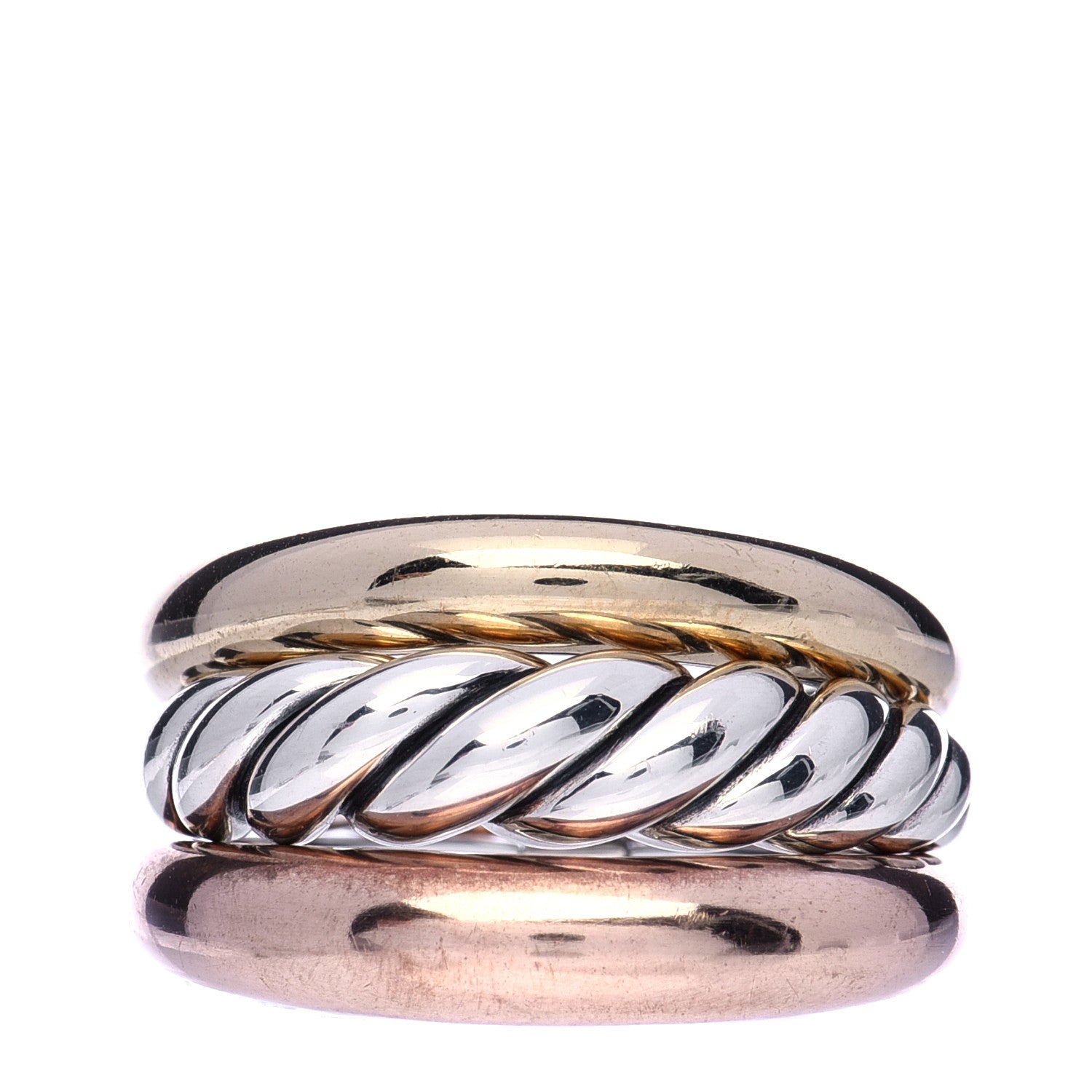 David Yurman Sterling Silver Bronze Brass Pure Form Three-Row Ring 54 7 1 of 7