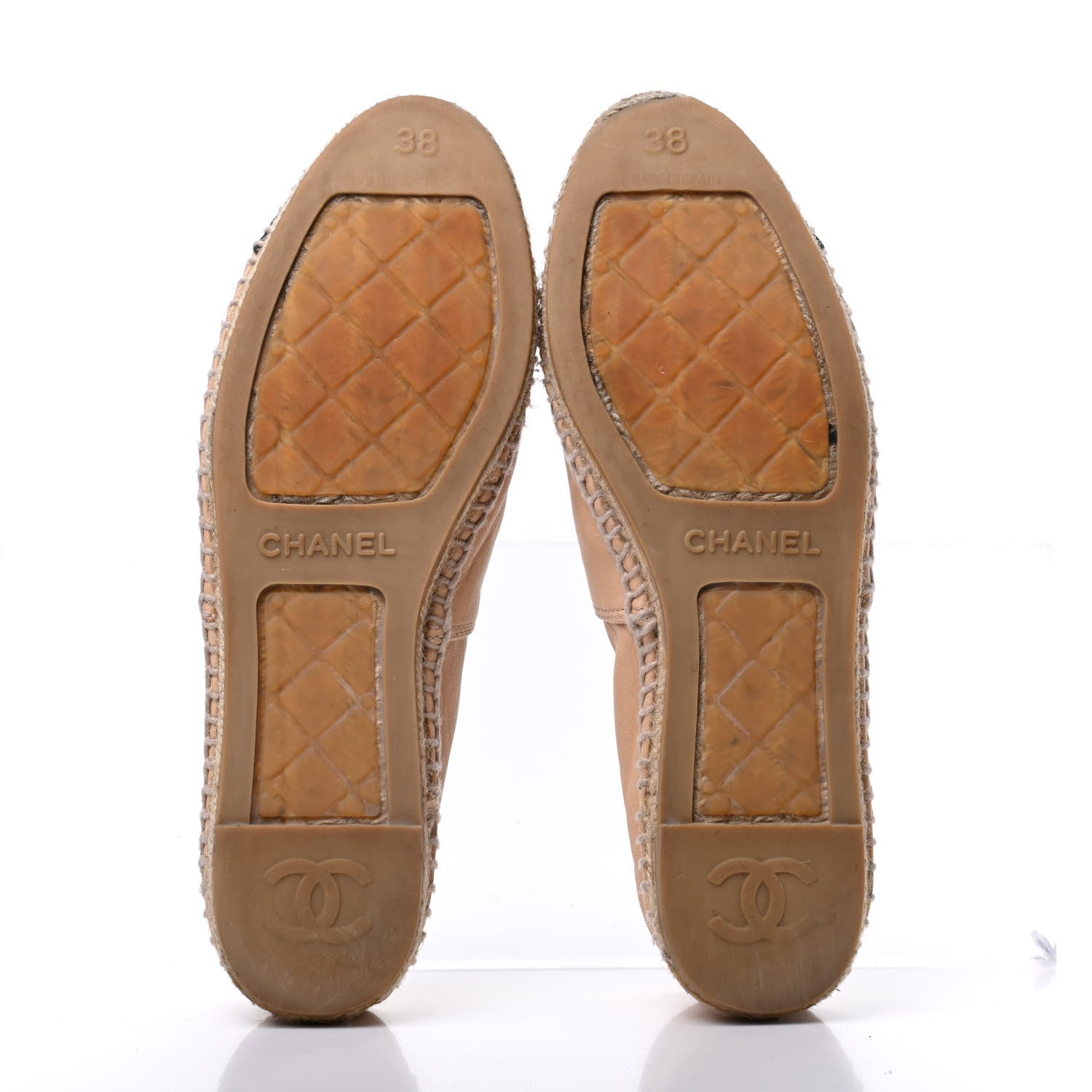 Chanel Lambskin CC Espadrilles 38 Beige Black 6 of 17