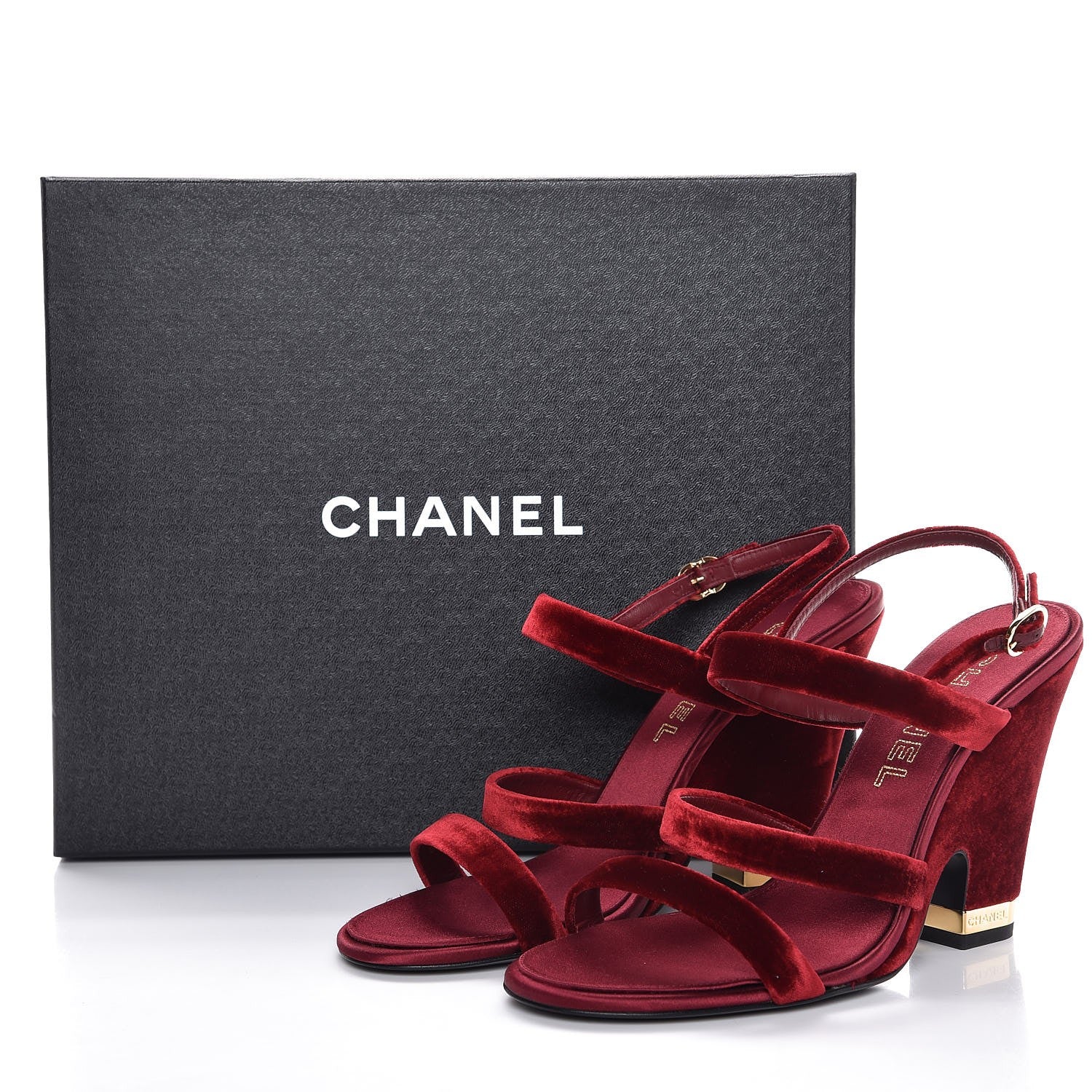 Chanel Velvet Wedge Sandal 40.5 Burgundy 8 of 8