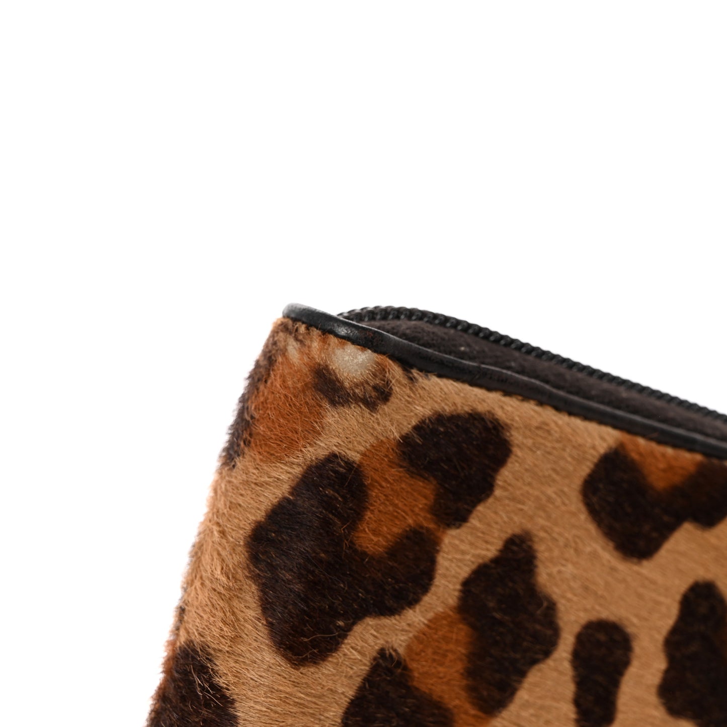 Calf Hair Leopard Zip Wallet Miele Moro