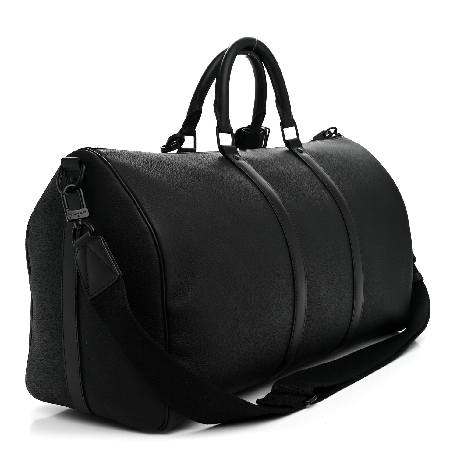 Louis Vuitton Grained Calfskin Aerogram Keepall Bandouliere 50 Black 2 of 9