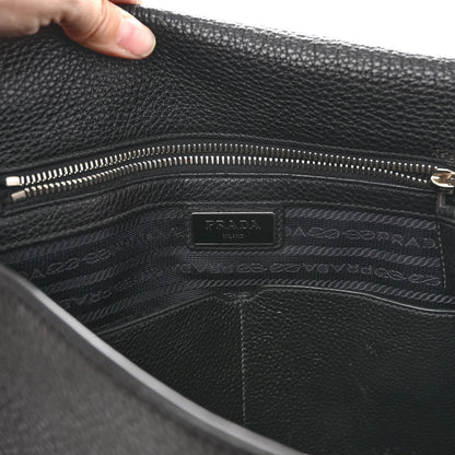 Prada Vitello Daino Flat Flap Messenger Bag Black 7 of 10