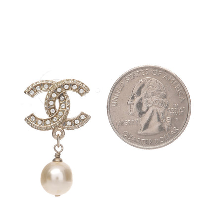 Chanel Crystal Pearl CC Drop Earrings Gold 2 of 4