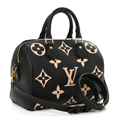 Louis Vuitton Empreinte Monogram Giant Speedy Bandouliere 25 Black Beige 3 of 11