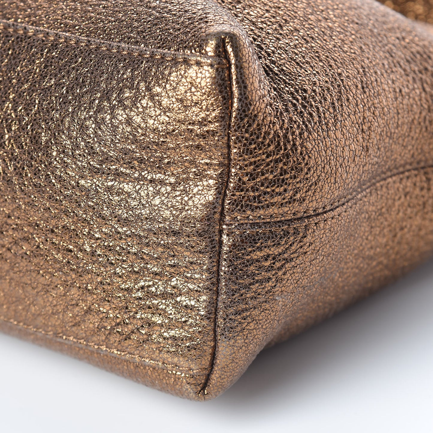 Metallic Grainy Calfskin Rachel Shoulder Bag Gold