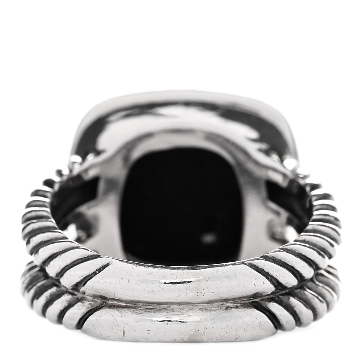 David Yurman Sterling Silver Diamond Black Onyx 11mm Albion Statement Ring 52 6 3 of 4