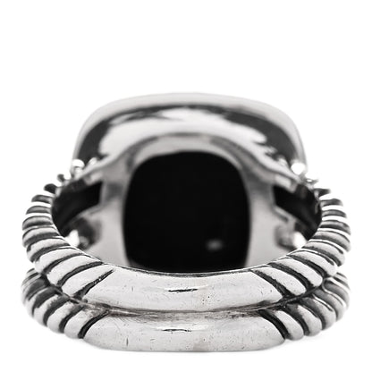 David Yurman Sterling Silver Diamond Black Onyx 11mm Albion Statement Ring 52 6 3 of 4