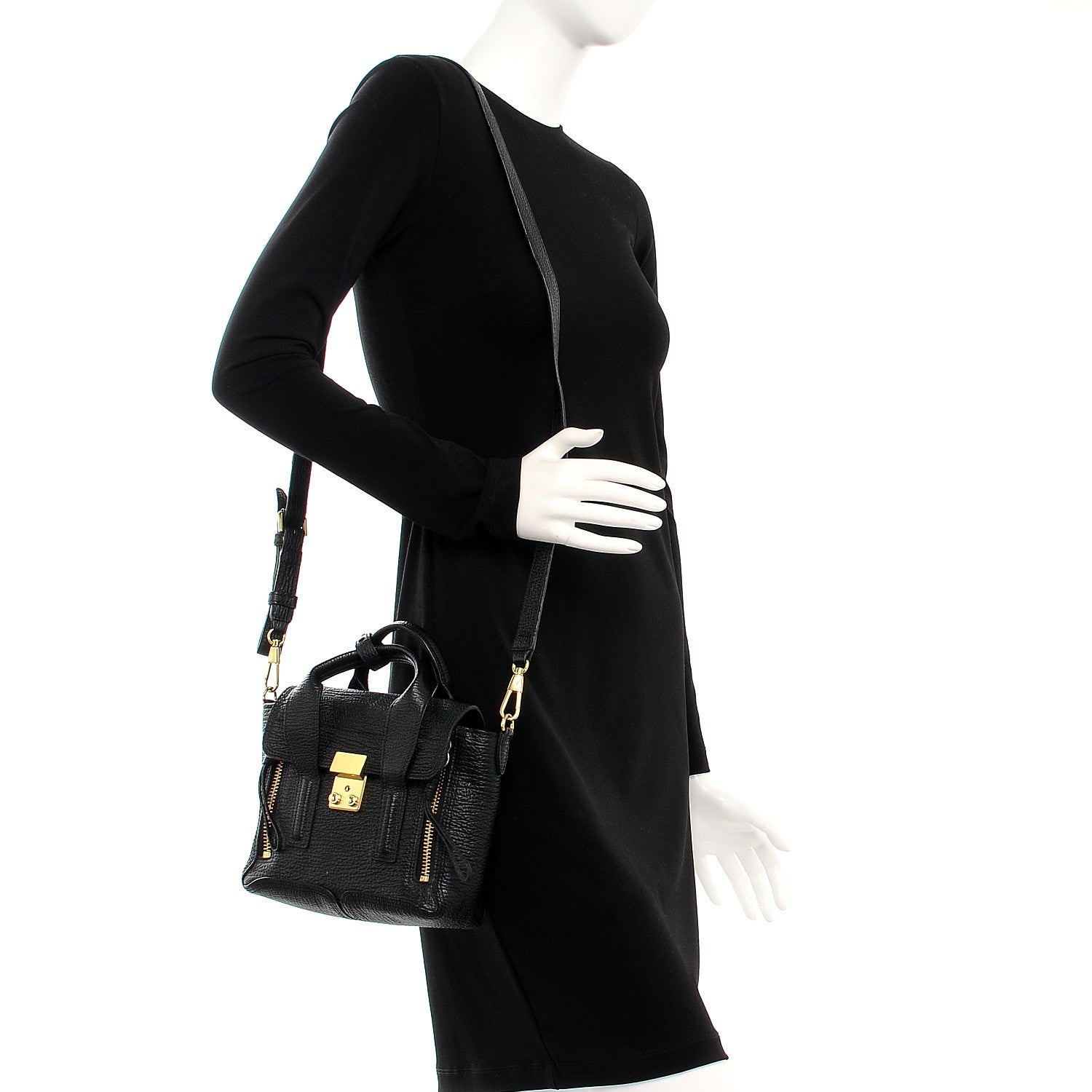 3.1 Phillip Lim 3.1 Textured Calfskin Mini Pashli Satchel Black 2 of 8