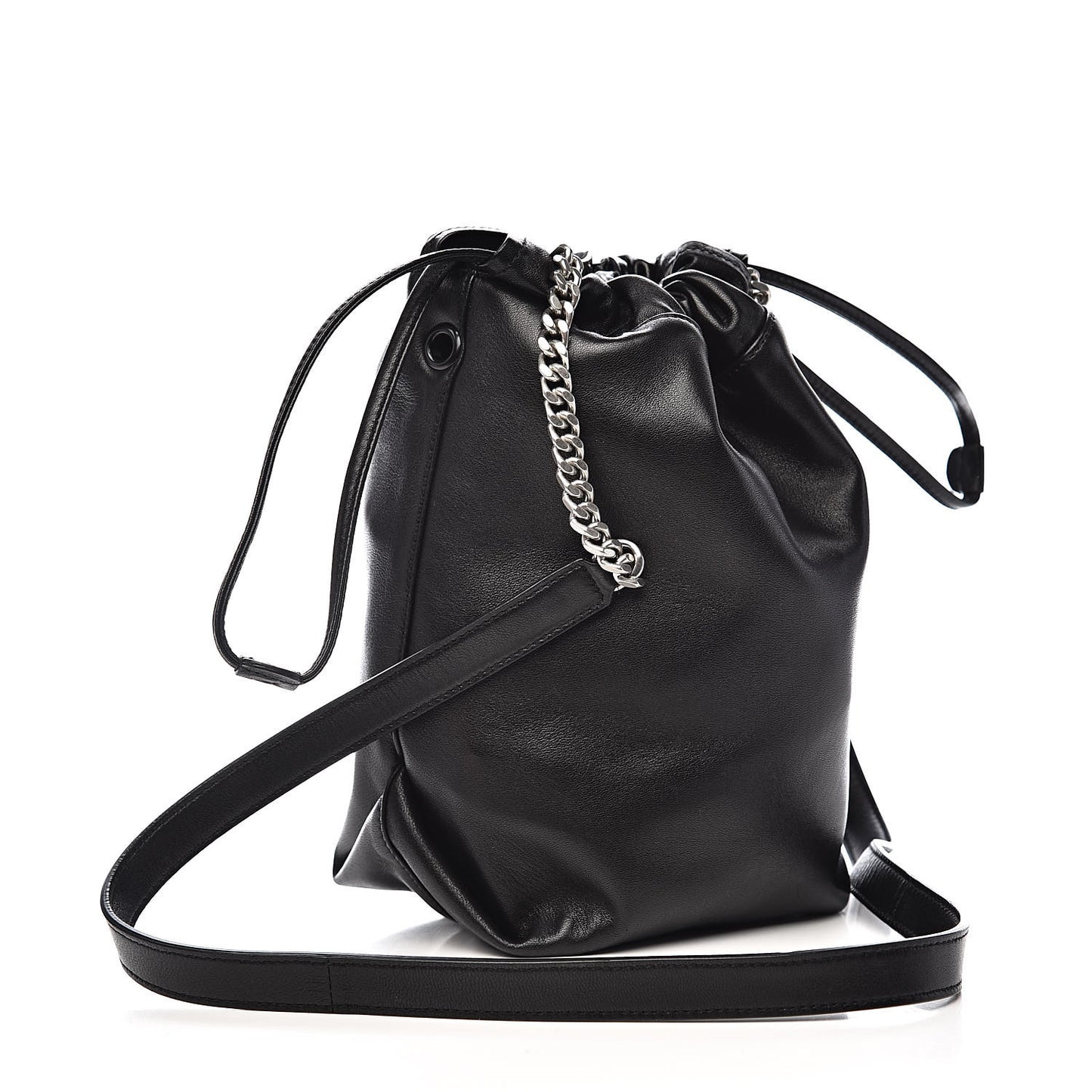 Lambskin Small Teddy Bucket Bag Black