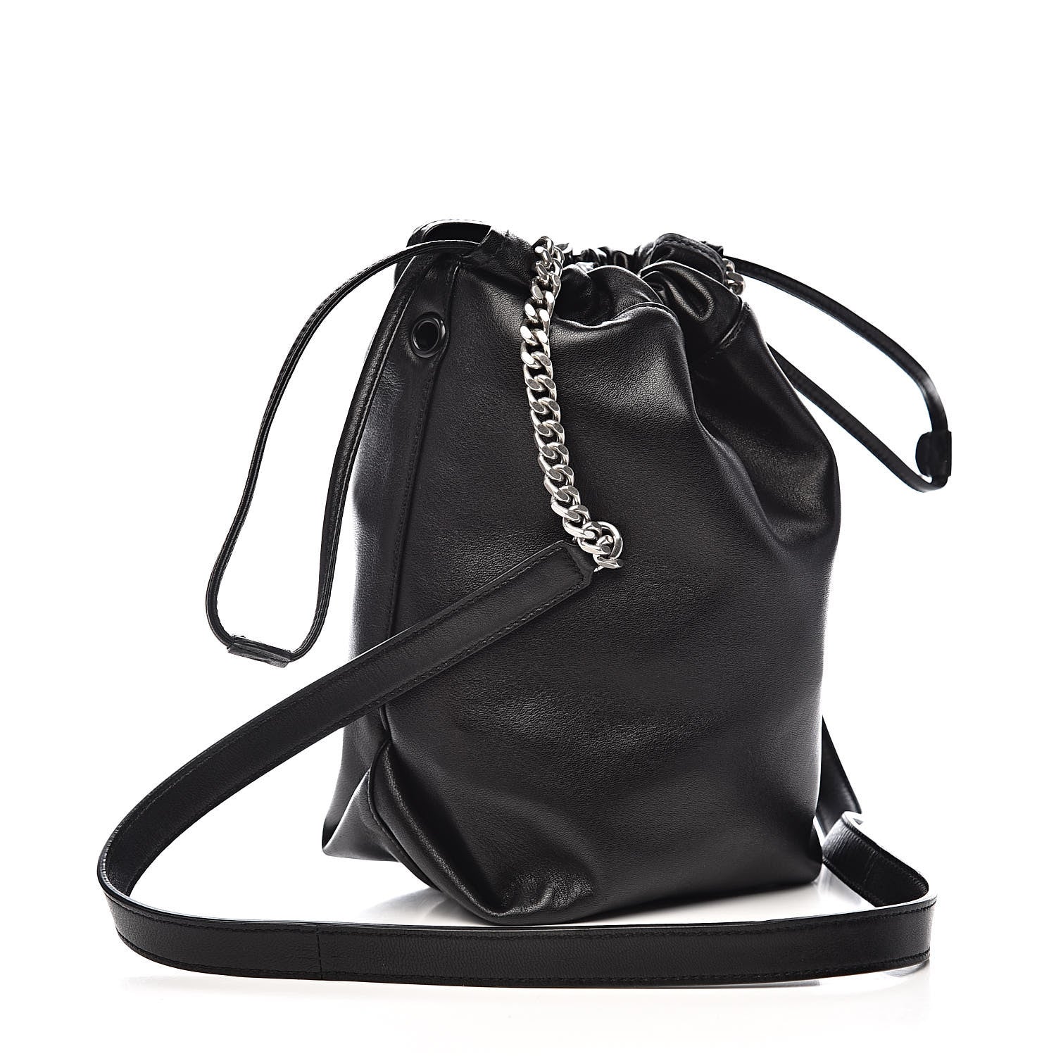 Saint Laurent Lambskin Small Teddy Bucket Bag Black 4 of 11
