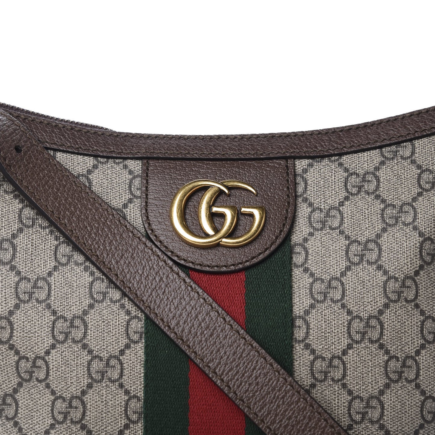 GG Supreme Monogram Web Small Ophidia Half Moon Hobo Brown