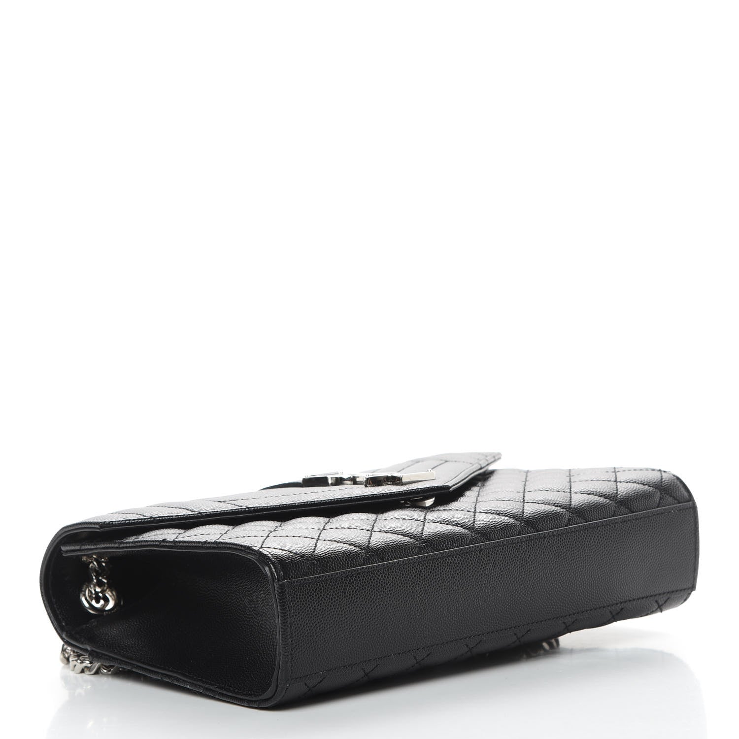 Saint Laurent Grain De Poudre Textured Mixed Matelasse Triquilt Medium Monogram Satchel Black 5 of 12