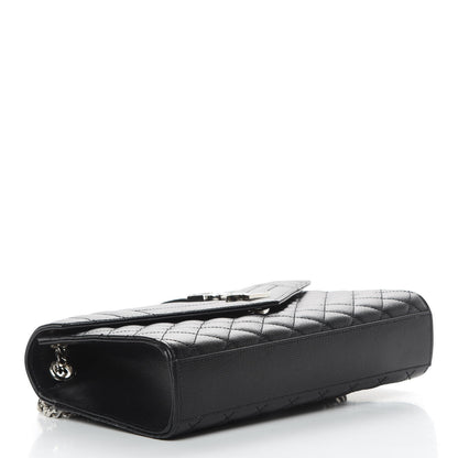Saint Laurent Grain De Poudre Textured Mixed Matelasse Triquilt Medium Monogram Satchel Black 5 of 12