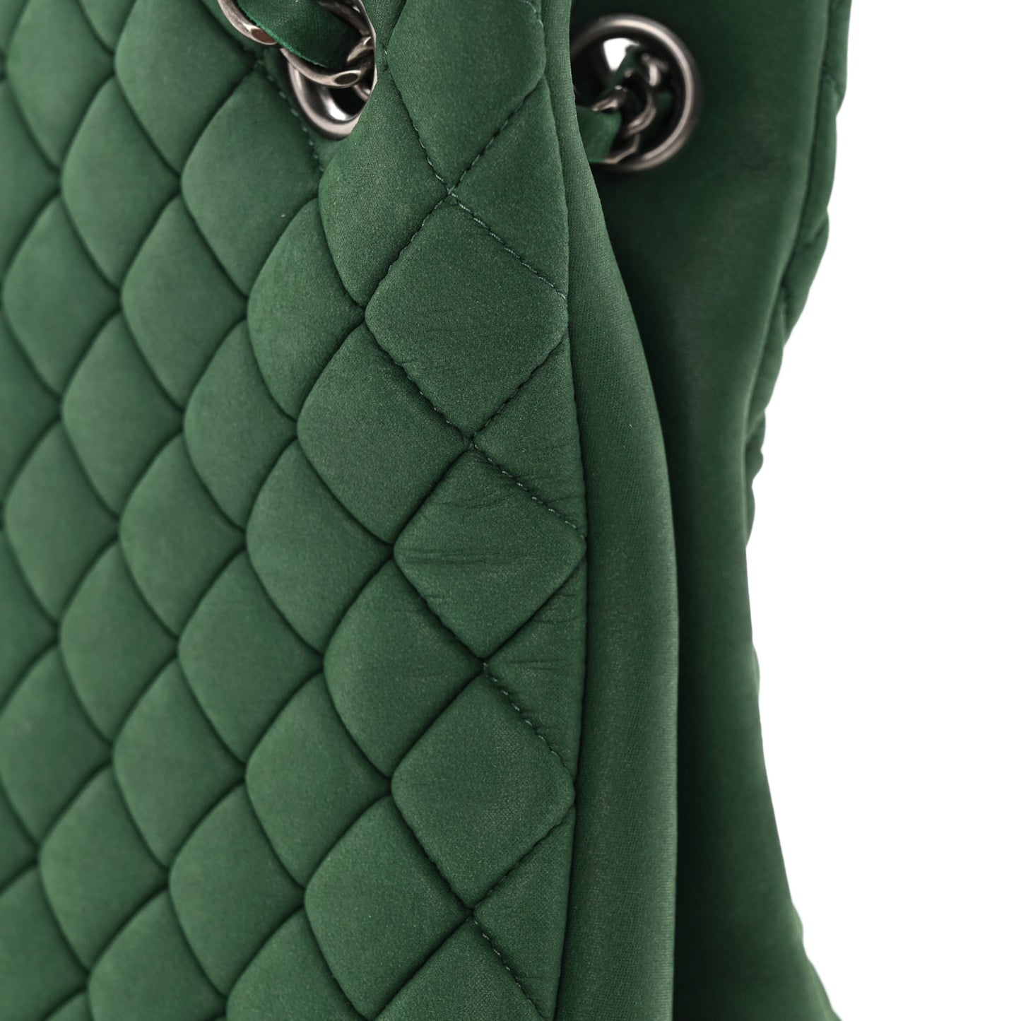 Iridescent Calfskin Quilted New Bubble Tote Vert Fonce