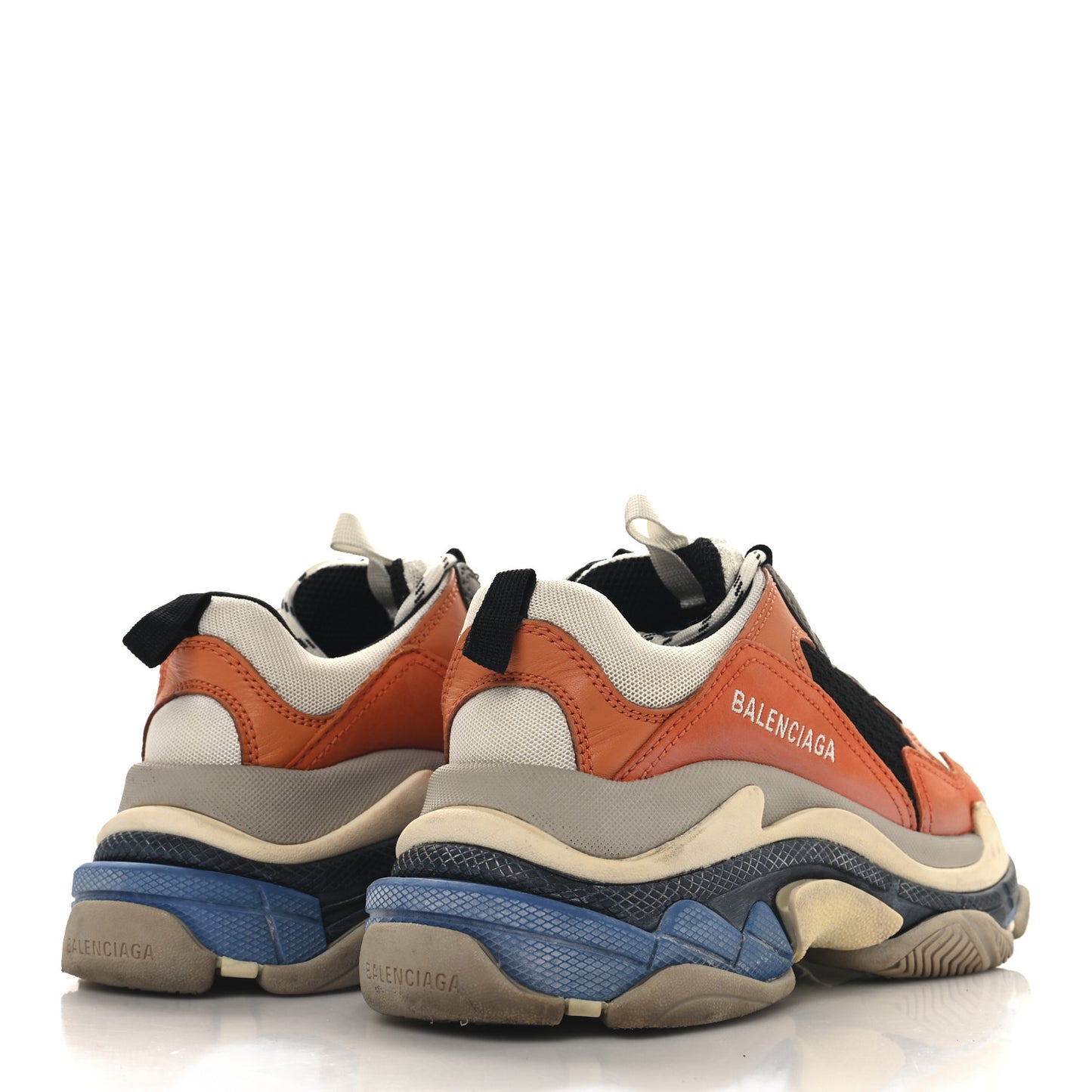 Mesh Nubuck Womens Triple S Sneakers 37 Orange Gris Black