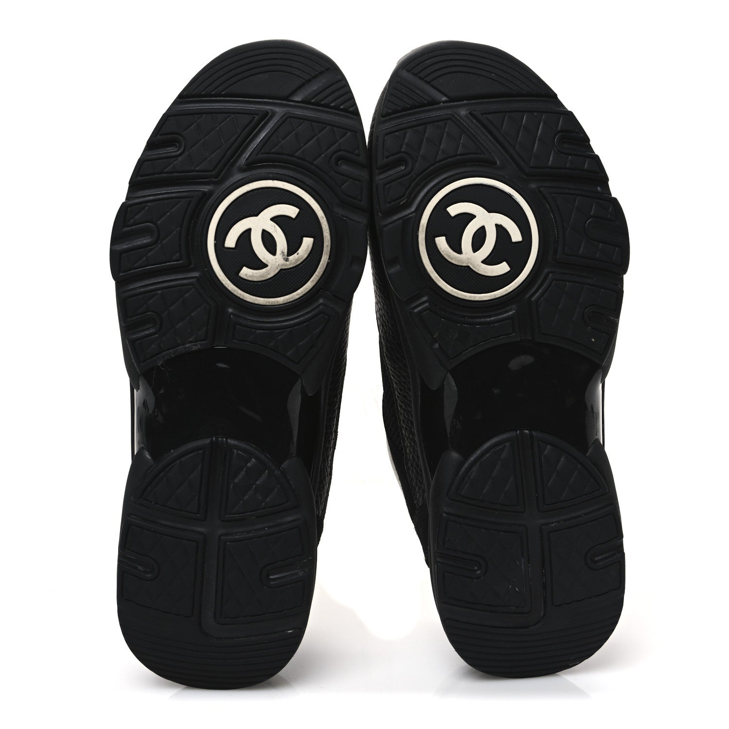 Chanel Mesh Suede Grained Calfskin Womens CC Sneakers 39 Black White 7 of 10
