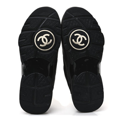 Chanel Mesh Suede Grained Calfskin Womens CC Sneakers 39 Black White 7 of 10