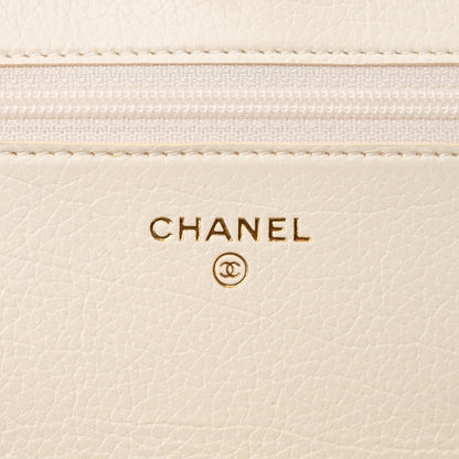 Chanel Calfskin Crochet Chanel 19 Wallet On Chain WOC White Black 6 of 12