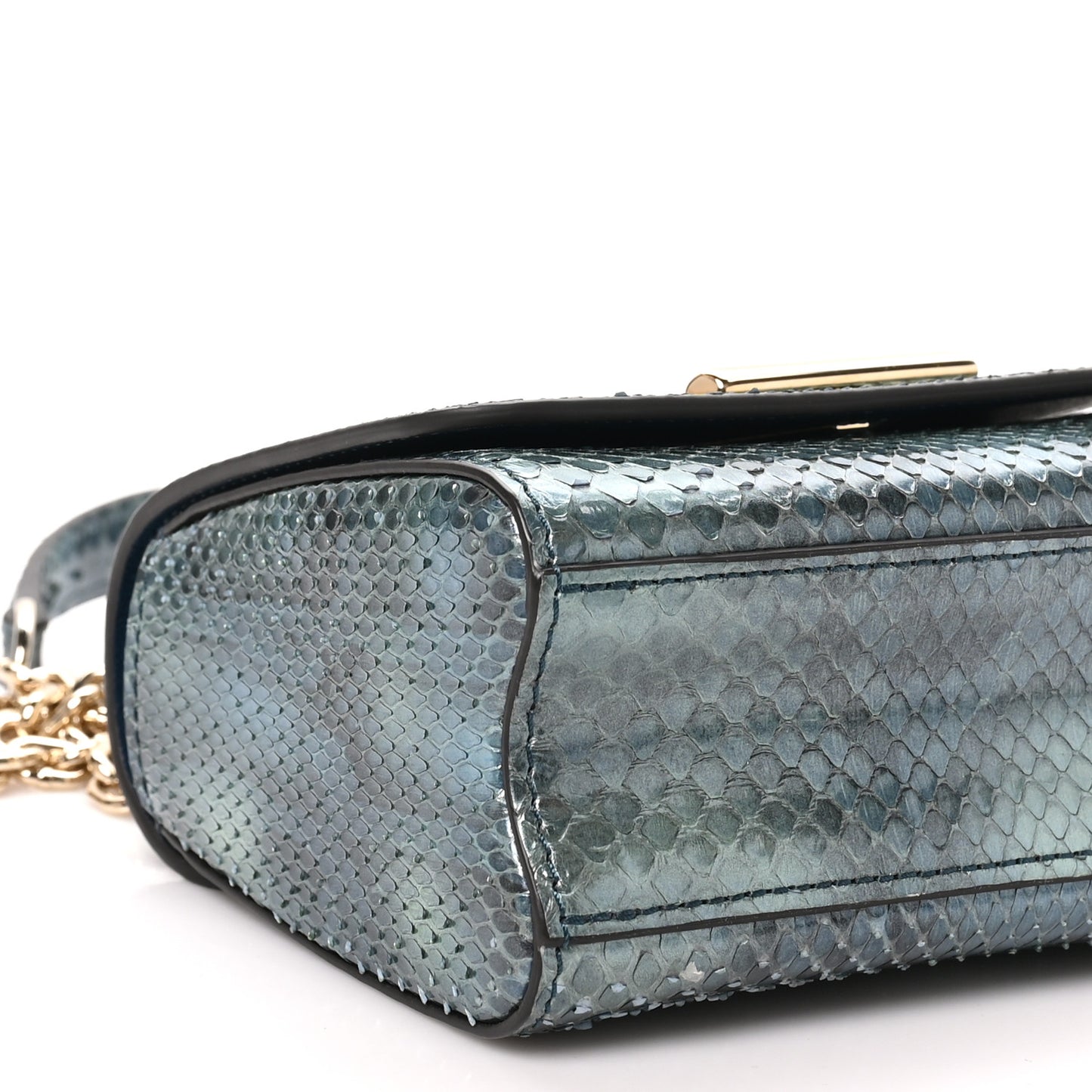 Snakeskin Twist Shoulder Bag PM Blue Multicolor