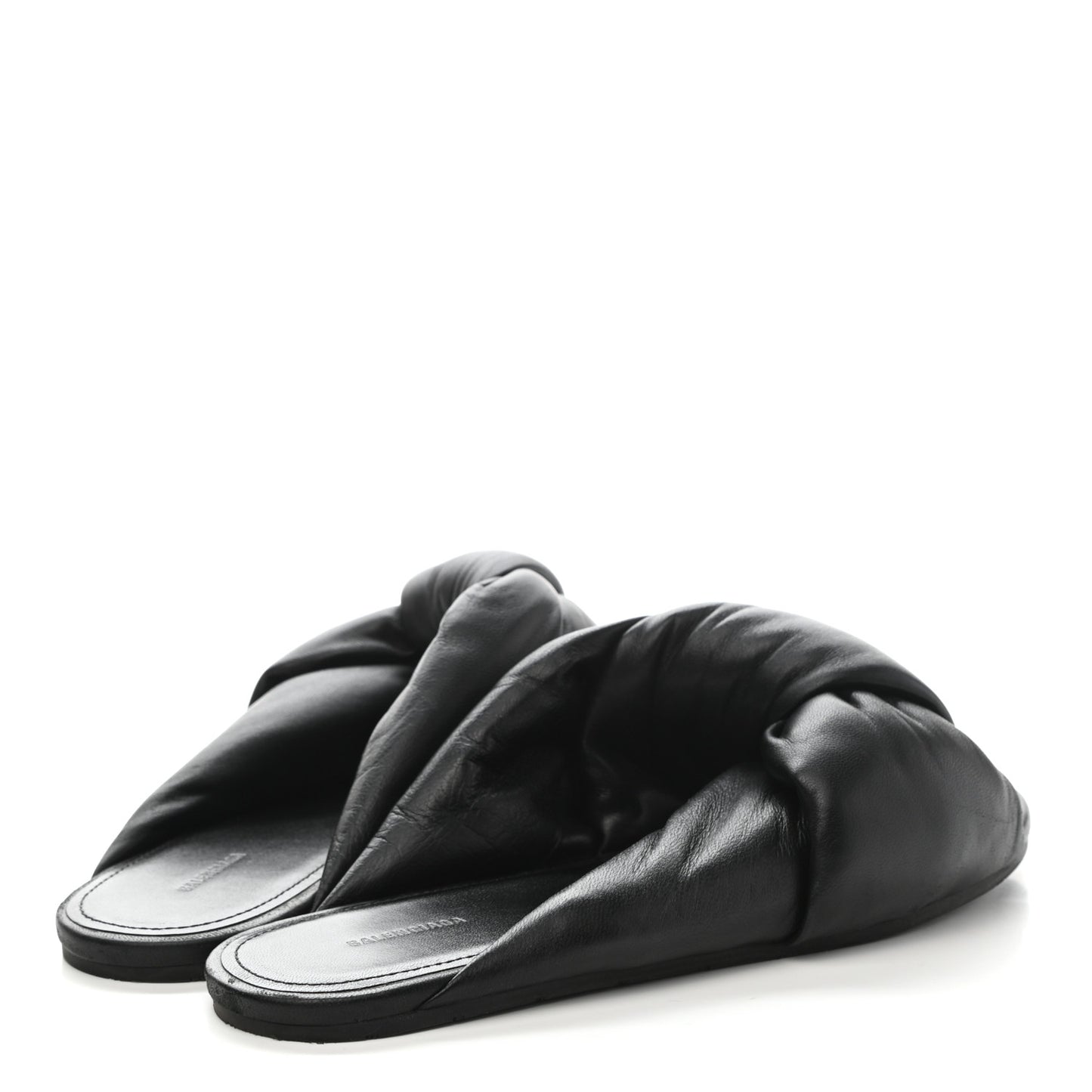 Lambskin Drapy Slide Sandals 37 Black