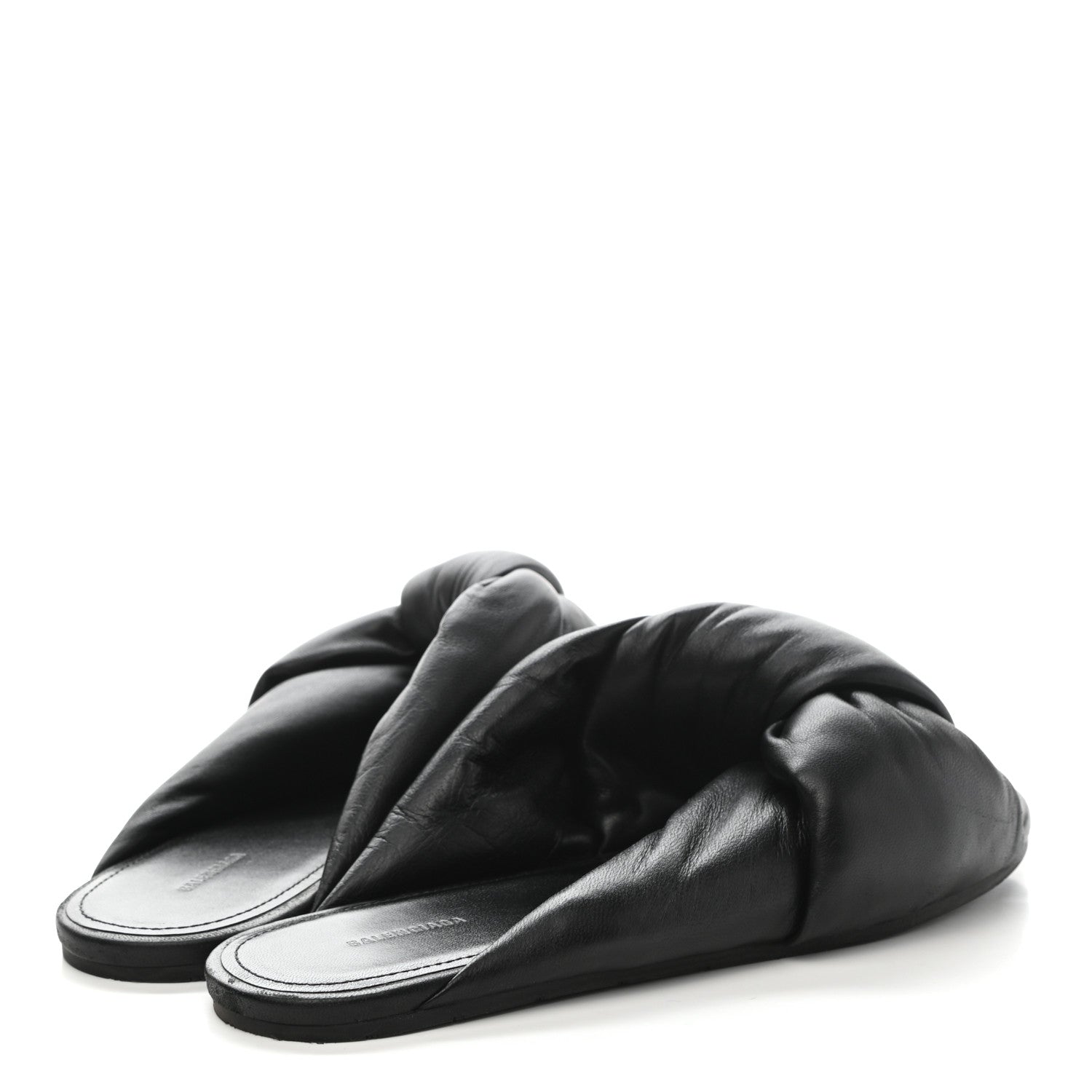 Balenciaga Lambskin Drapy Slide Sandals 37 Black 4 of 11