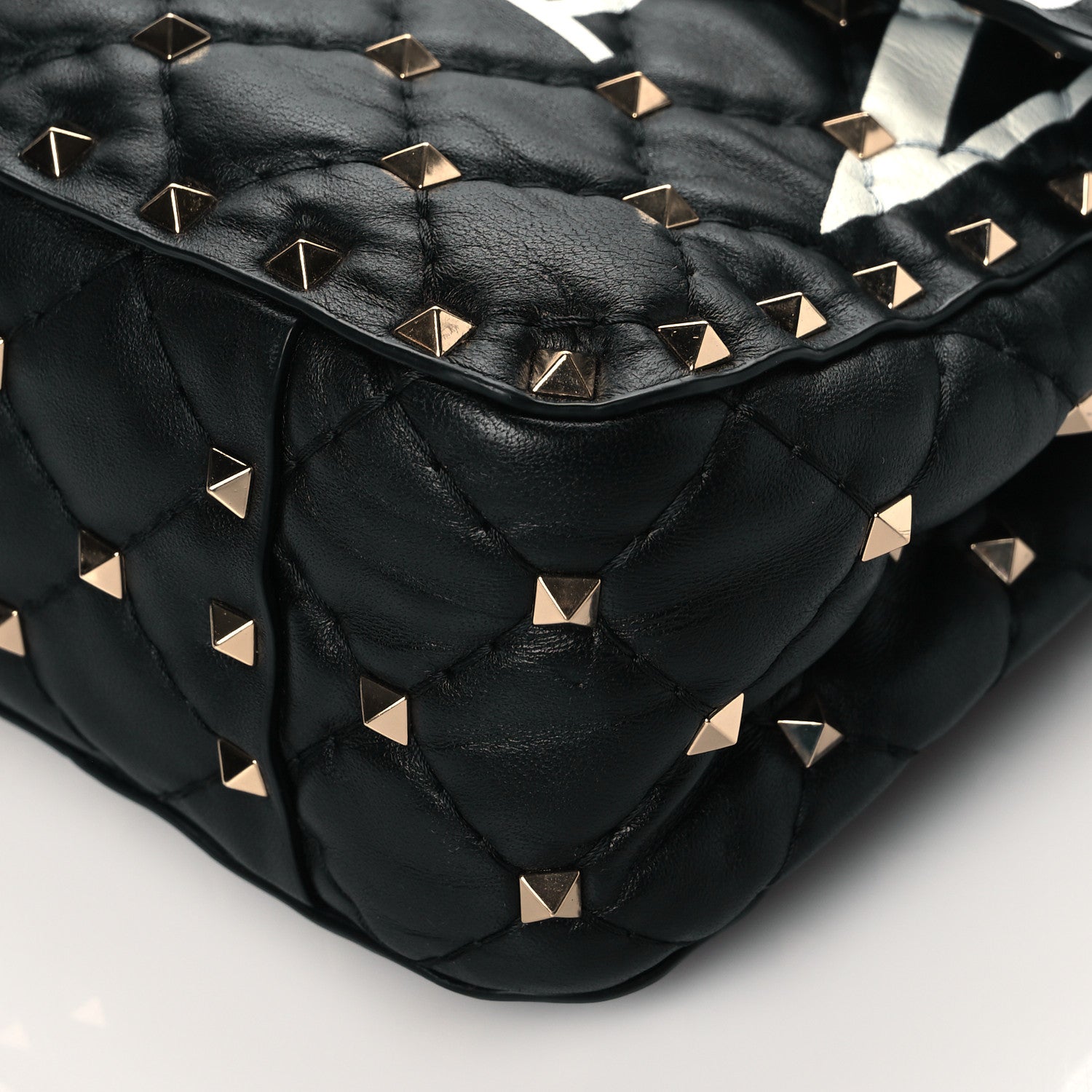 Valentino Garavani Lambskin VLTN Print Medium Rockstud Spike Shoulder Bag Black 9 of 9