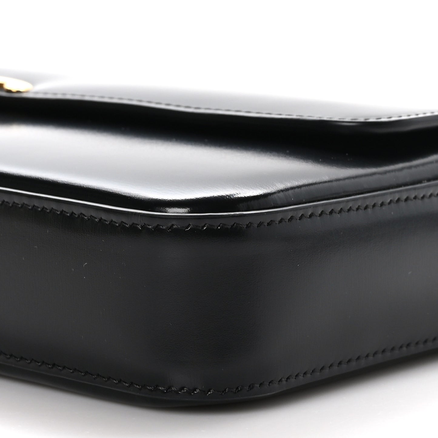 Shiny Calfskin Triomphe Chain Shoulder Bag Black