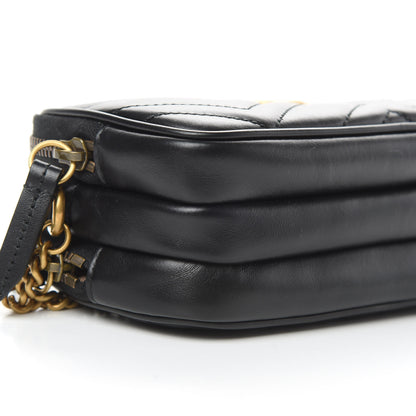 Gucci Calfskin Matelasse Mini GG Marmont Chain Crossbody Bag Black 11 of 14