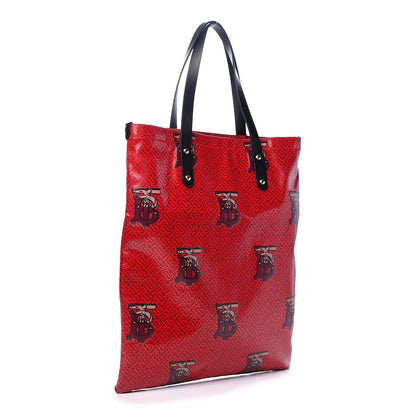 Burberry Monogram Flat Tote Bright Red Burgundy 2 of 4