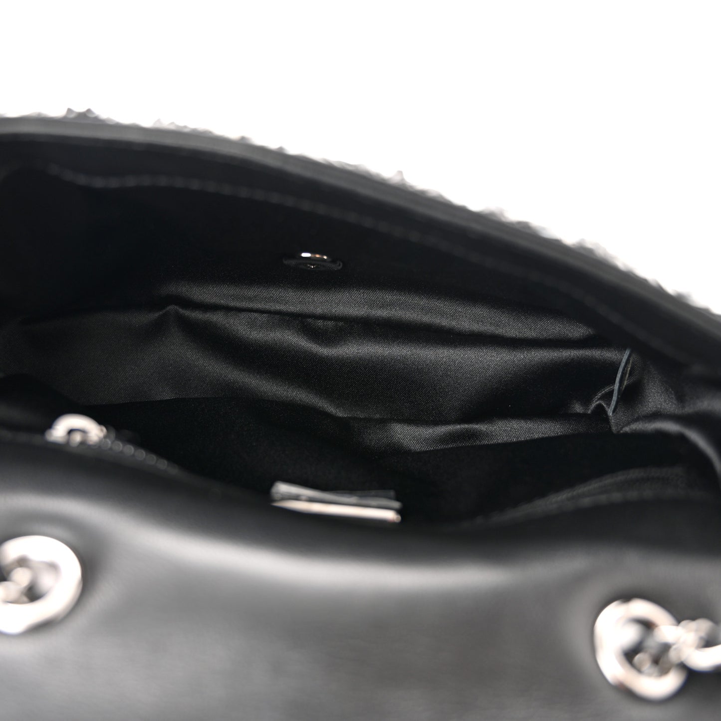 Sequin Lambskin Mini Flap Silver Black