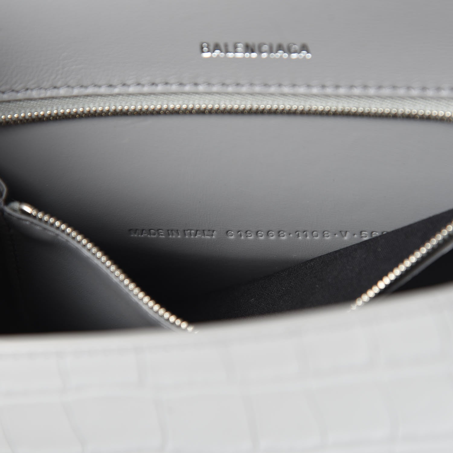 Balenciaga Shiny Calfskin Crocodile Embossed Medium Hourglass Top Handle Bag Balenciaga Grey 8 of 15